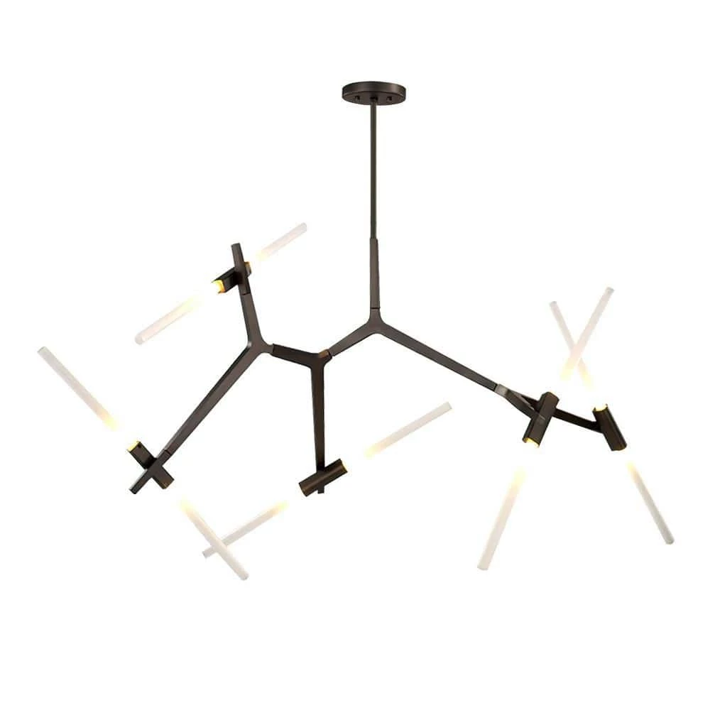 Deals 🔥 Budget 🔥 Duchess 10-Light Black Branch Asymmetric Modern Chandelier with Frosted Glass Shade For Living Room & Dining Room by RRTYO ✔️ 🔔