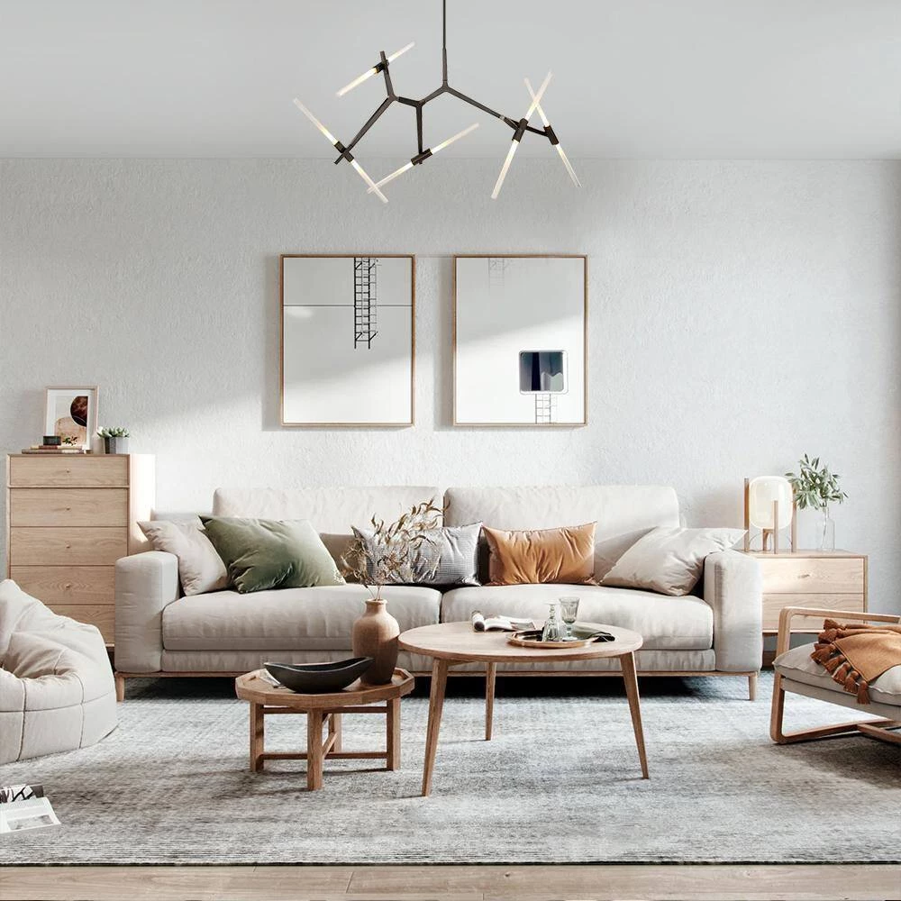 Deals 🔥 Budget 🔥 Duchess 10-Light Black Branch Asymmetric Modern Chandelier with Frosted Glass Shade For Living Room & Dining Room by RRTYO ✔️ 🔔 - Image 6