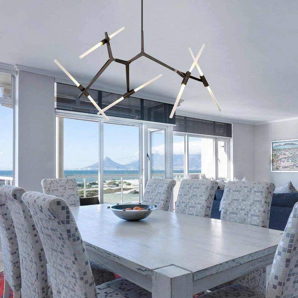 Deals 🔥 Budget 🔥 Duchess 10-Light Black Branch Asymmetric Modern Chandelier with Frosted Glass Shade For Living Room & Dining Room by RRTYO ✔️ 🔔 - Image 7