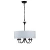 Best reviews of 🛒 Best deal 👍 Parrett 5-Light Black Farmhouse Cluster Chandelier with White Cloth Drum Shade by RRTYO ❤️ 🎉