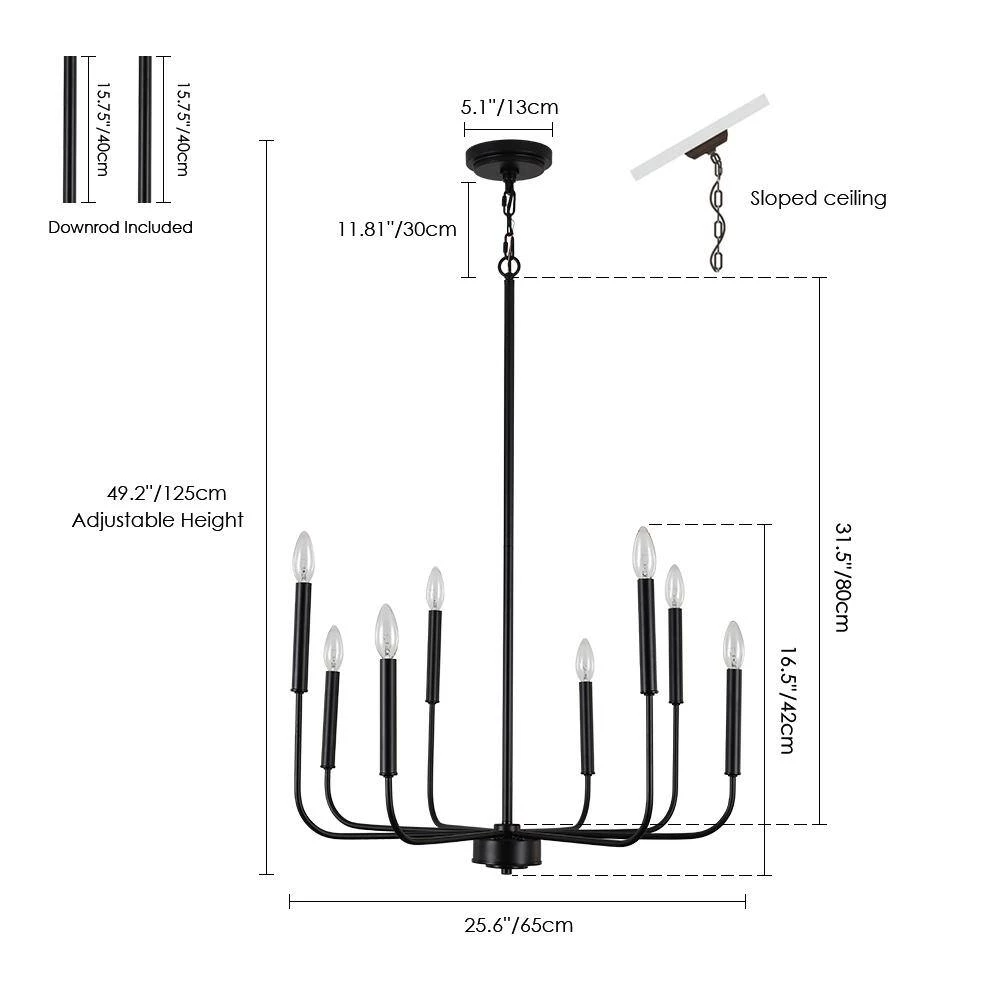 Best deal ✔️ Best reviews of 💯 Ableton 8-Light Black Farmhouse Kitchen Island Candle Dining Light Adjustable Chandelier by RRTYO 🛒 ✨ - Image 3