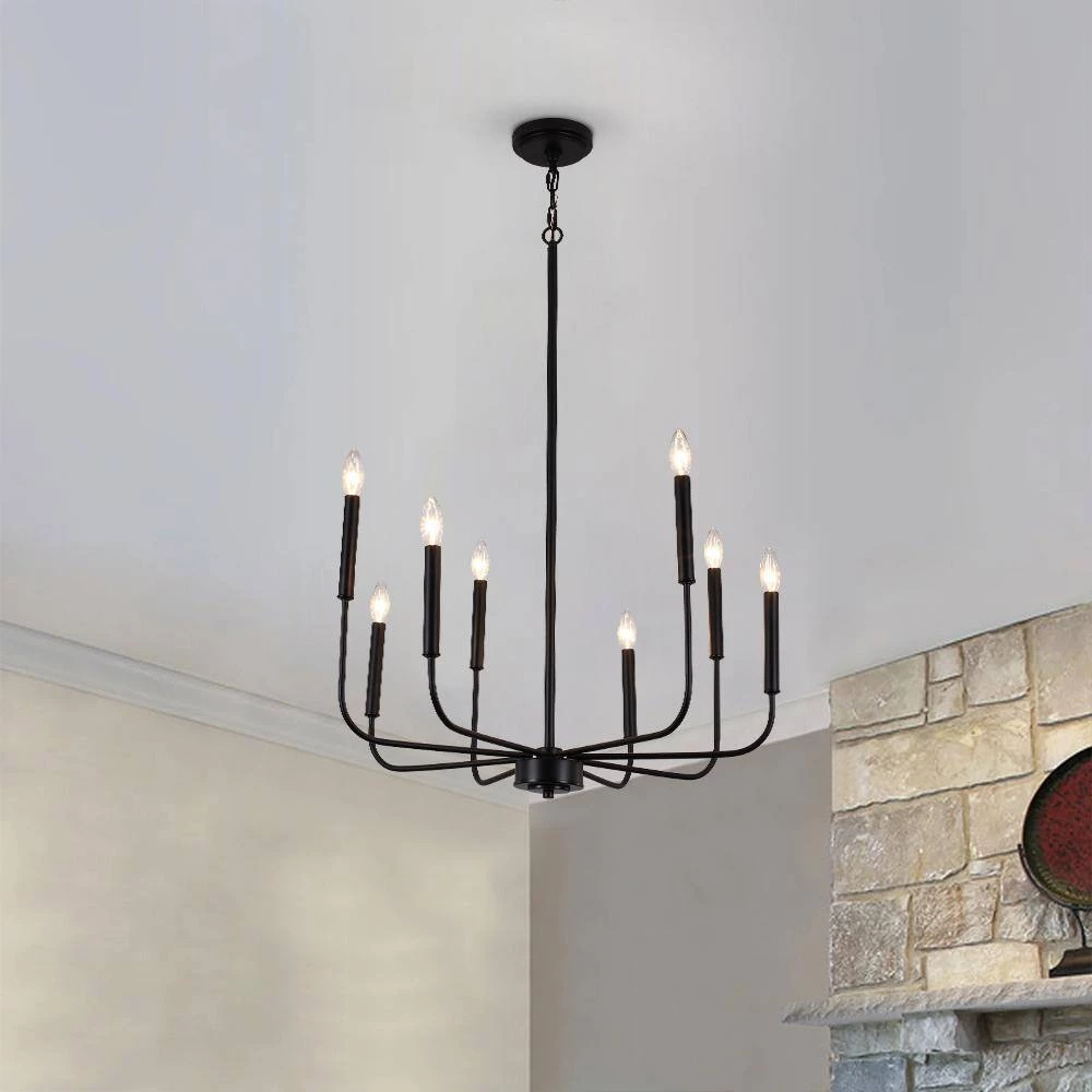 Best deal ✔️ Best reviews of 💯 Ableton 8-Light Black Farmhouse Kitchen Island Candle Dining Light Adjustable Chandelier by RRTYO 🛒 ✨ - Image 4