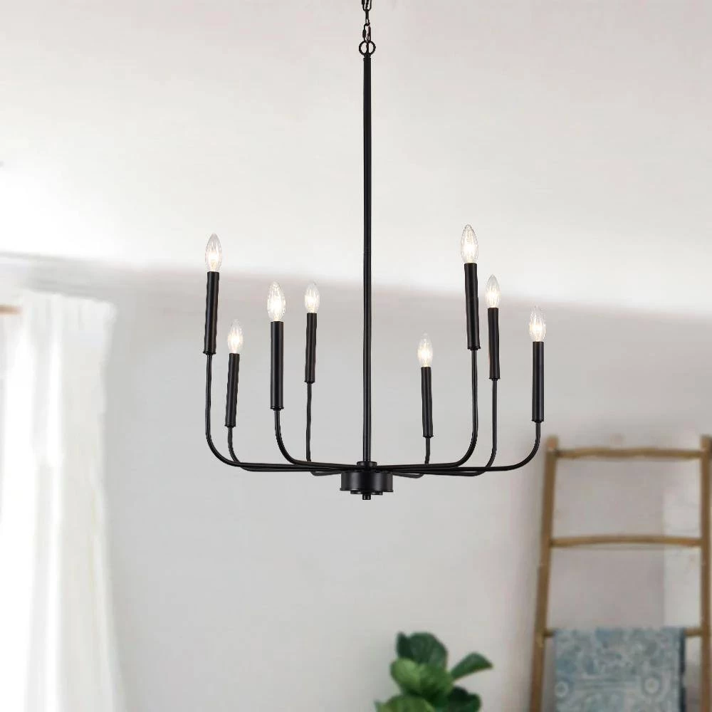 Best deal ✔️ Best reviews of 💯 Ableton 8-Light Black Farmhouse Kitchen Island Candle Dining Light Adjustable Chandelier by RRTYO 🛒 ✨ - Image 2