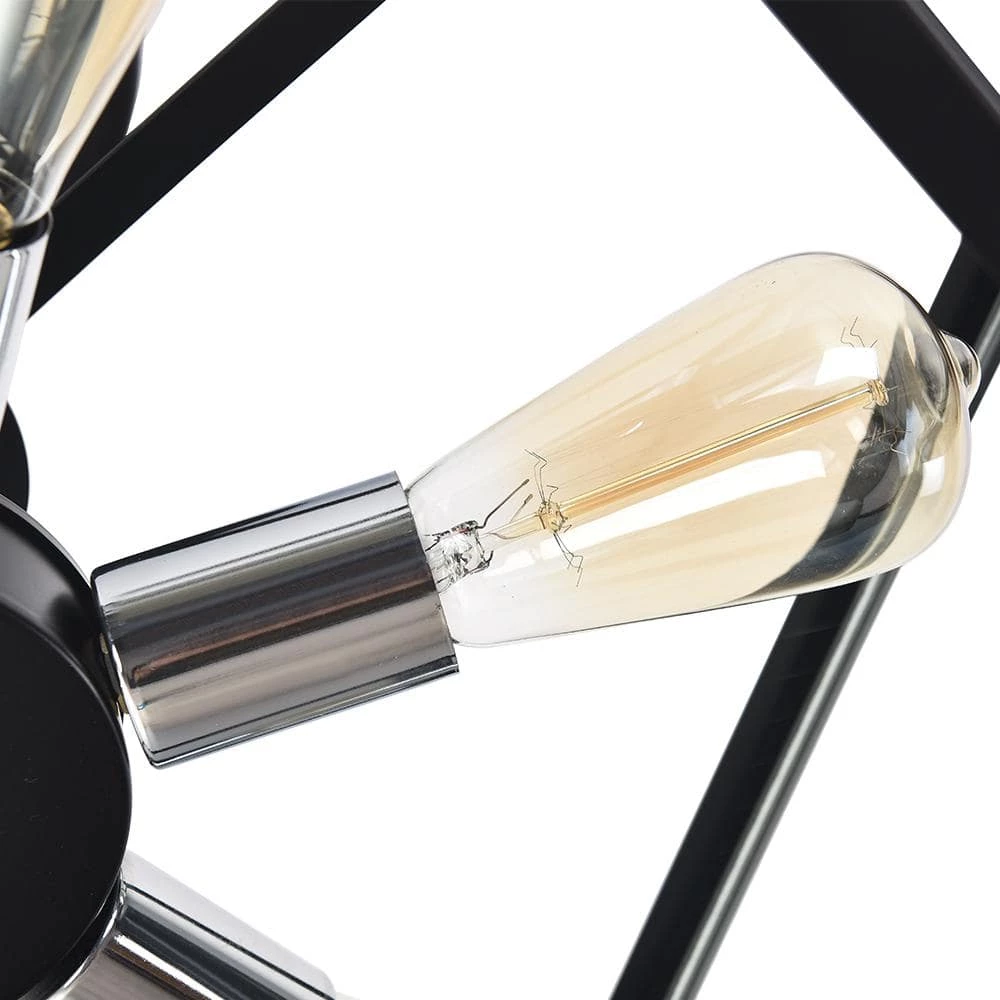 Best Sale 🔔 Best Pirce 🥰 21.65 in. 6-Light Black Industrial Kitchen Island Hexagonal Semi Flush Mount Ceiling Light with Acrylic Shade by RRTYO 🤩 ⌛ - Image 5