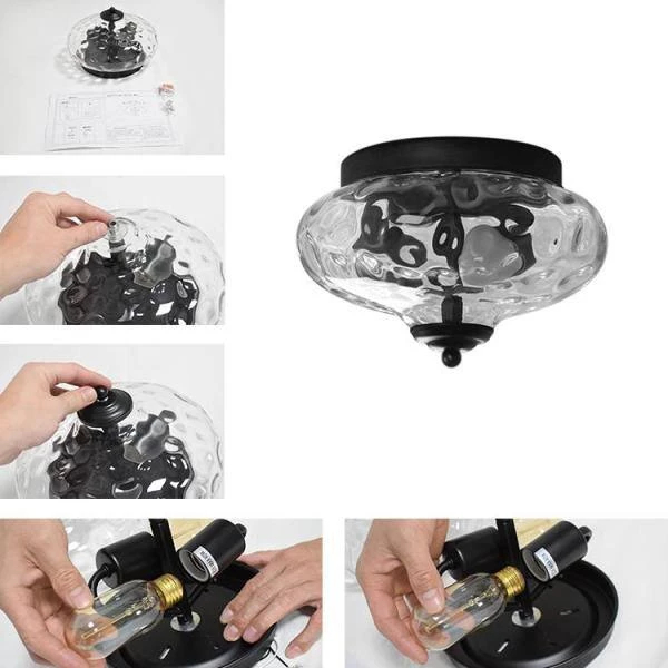 Deals ๐คฉ Cheapest โ Avah 10.23 in. 2-Lights Black Flush Mount with Class Shade by RRTYO ๐ ๐คฉ - Image 4