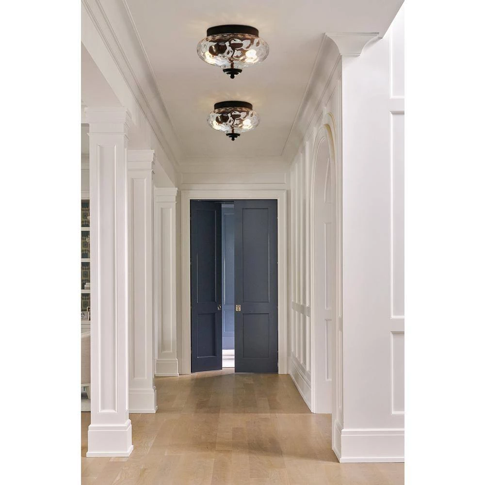 Deals ๐คฉ Cheapest โ Avah 10.23 in. 2-Lights Black Flush Mount with Class Shade by RRTYO ๐ ๐คฉ - Image 7