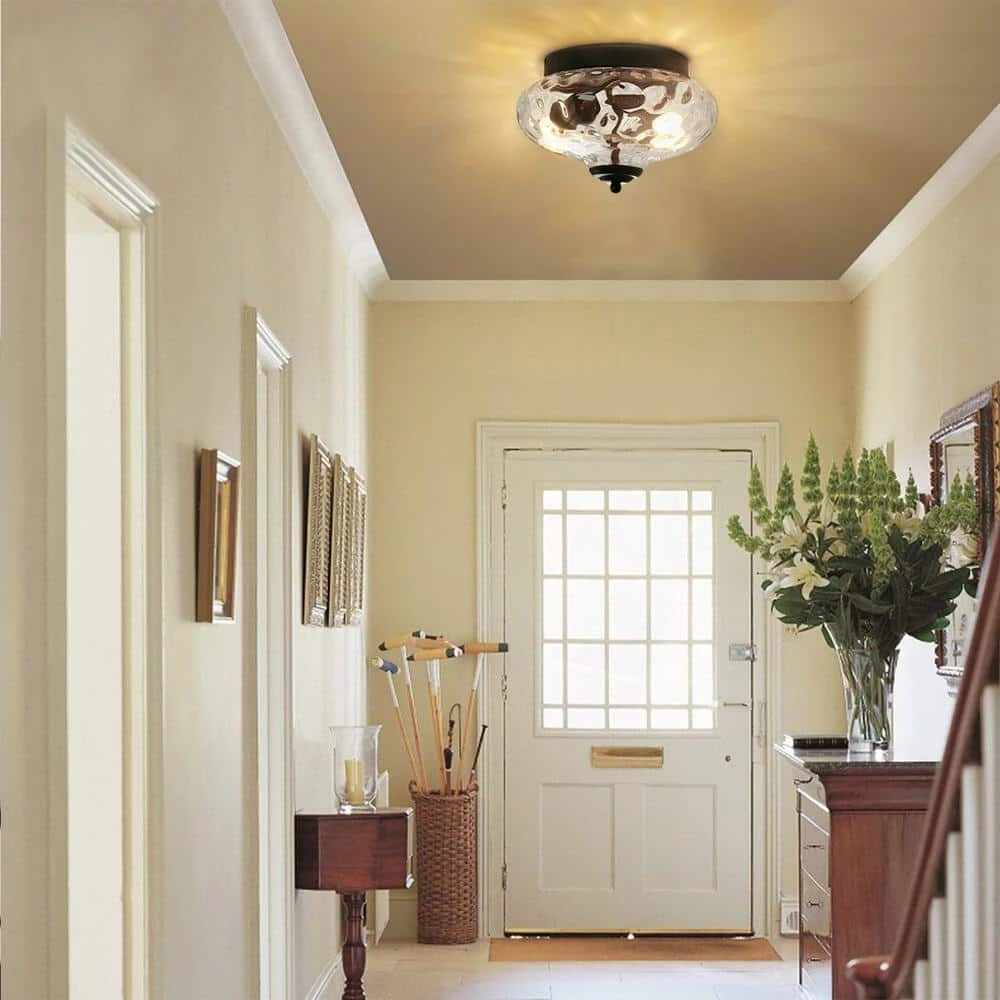 Deals ๐คฉ Cheapest โ Avah 10.23 in. 2-Lights Black Flush Mount with Class Shade by RRTYO ๐ ๐คฉ - Image 2