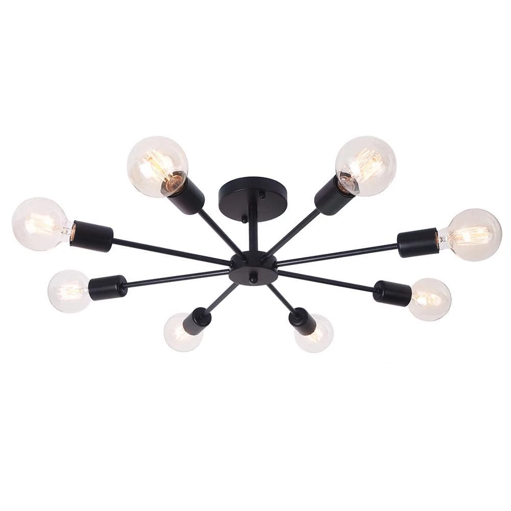 Top 10 😀 Brand new ❤️ Gallman 23.6 in. 8-Light Black Mid-Century Pendant Ceiling Light Sputnik Semi-Flush Mount by RRTYO ✨ 🎁