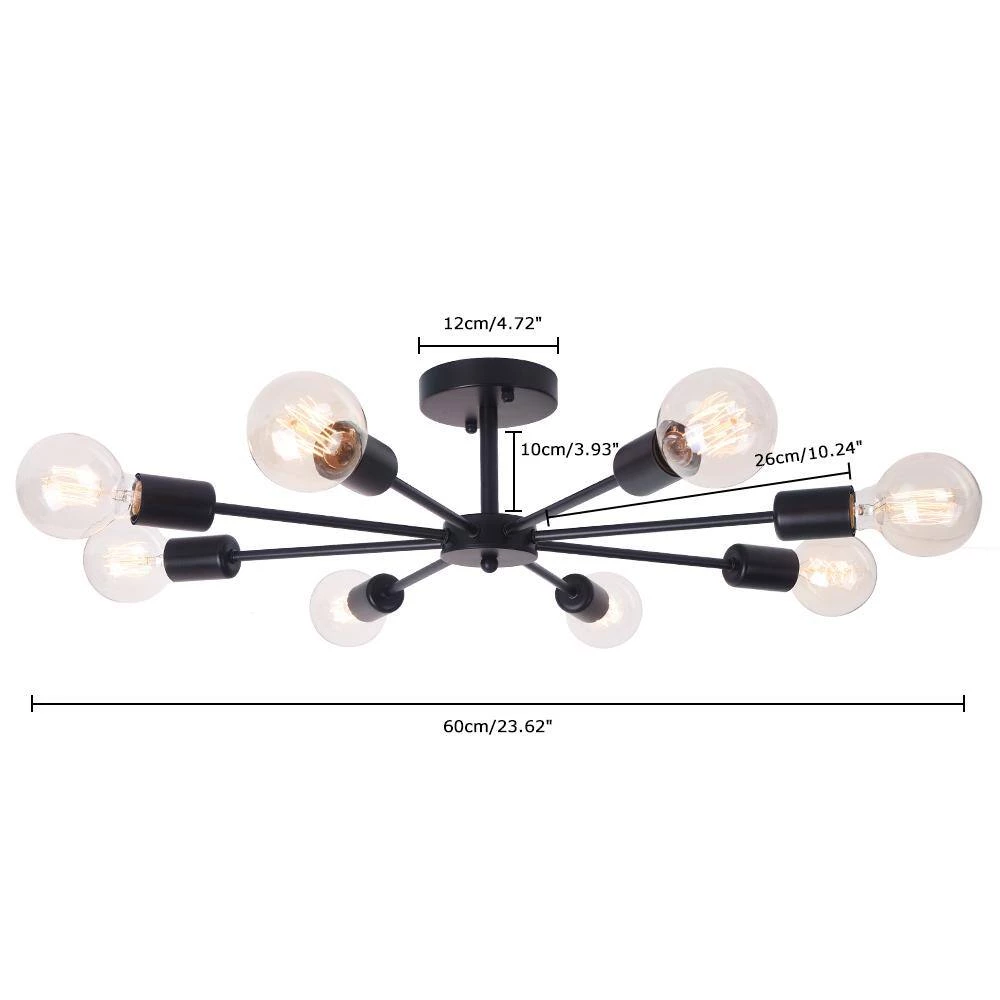 Top 10 😀 Brand new ❤️ Gallman 23.6 in. 8-Light Black Mid-Century Pendant Ceiling Light Sputnik Semi-Flush Mount by RRTYO ✨ 🎁 - Image 2