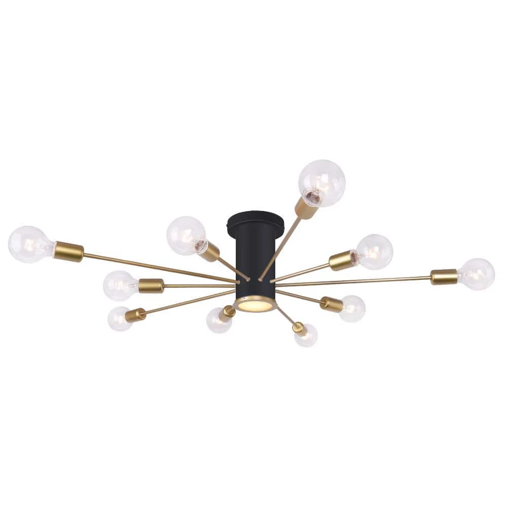 Best Sale ๐ Cheapest โจ Wingard 39.37in. 10-Light Black Modern Sputnik Ceiling Light Mid-Century Semi-Flush Mount with LED Spotlight by RRTYO ๐ฅ ๐