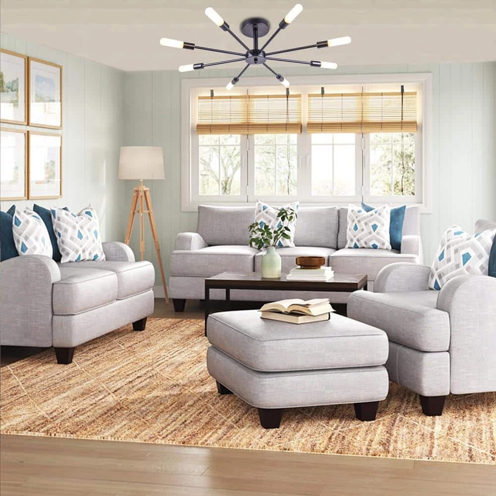 New ๐ Cheapest โ Elektra 29 in. 8-Light Black Semi-Flush Mount by RRTYO ๐ ๐ - Image 4