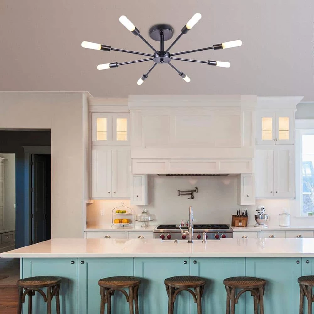 New ๐ Cheapest โ Elektra 29 in. 8-Light Black Semi-Flush Mount by RRTYO ๐ ๐ - Image 3