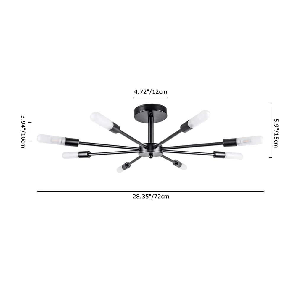 New ๐ Cheapest โ Elektra 29 in. 8-Light Black Semi-Flush Mount by RRTYO ๐ ๐ - Image 2