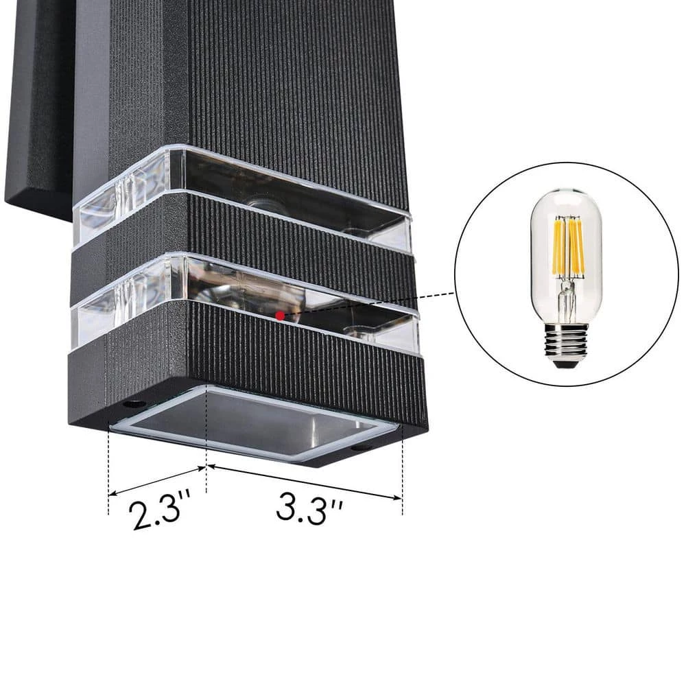 Budget 😉 Flash Sale 🎁 2-Light Black Rectangular Modern Lighting Fixture Waterproof Outdoor Wall Lantern Sconce Light by RRTYO 🎉 💯 - Image 6