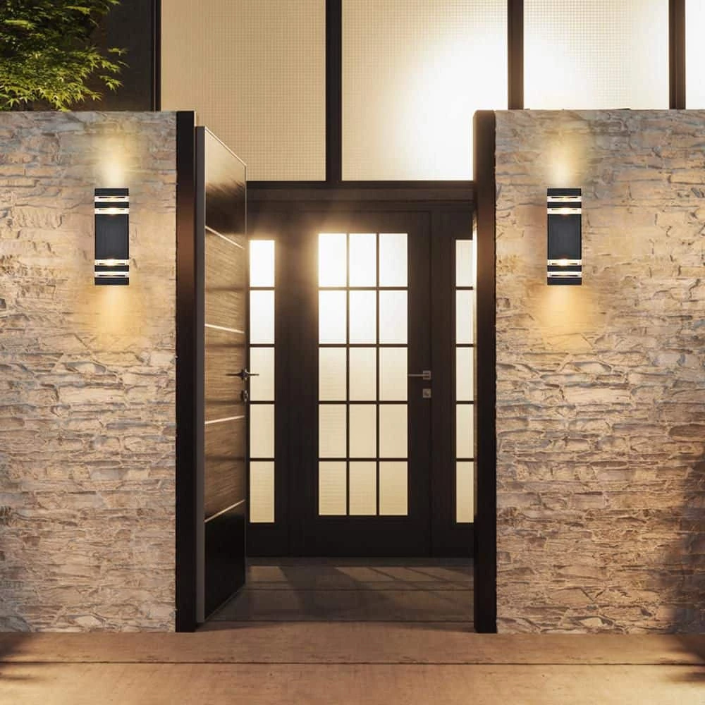 Budget 😉 Flash Sale 🎁 2-Light Black Rectangular Modern Lighting Fixture Waterproof Outdoor Wall Lantern Sconce Light by RRTYO 🎉 💯 - Image 13