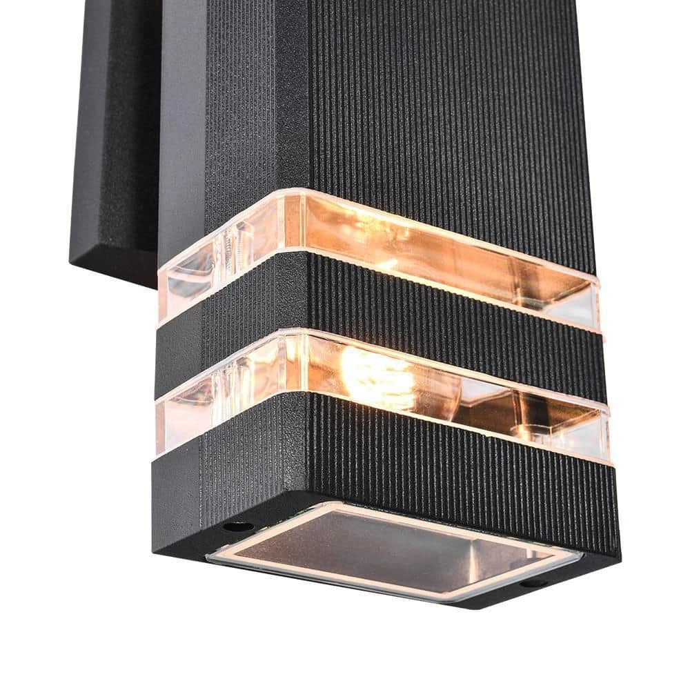 Budget 😉 Flash Sale 🎁 2-Light Black Rectangular Modern Lighting Fixture Waterproof Outdoor Wall Lantern Sconce Light by RRTYO 🎉 💯 - Image 4