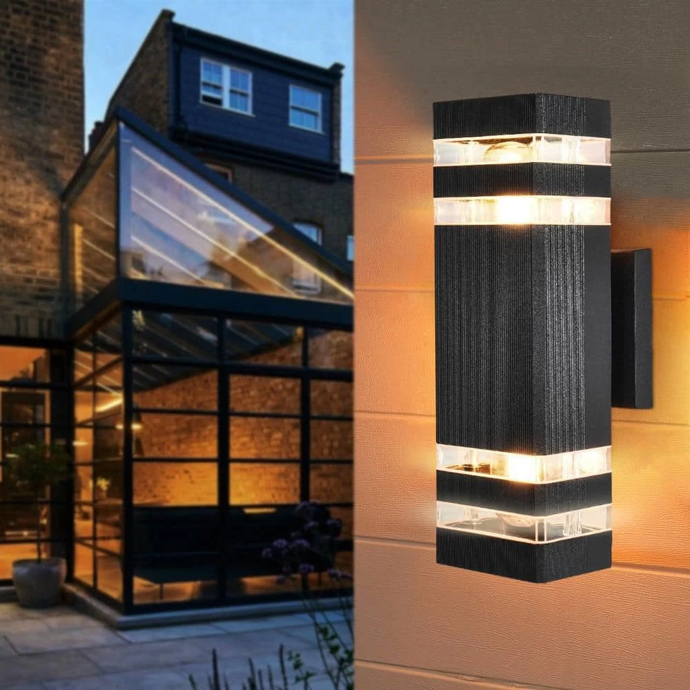 Budget 😉 Flash Sale 🎁 2-Light Black Rectangular Modern Lighting Fixture Waterproof Outdoor Wall Lantern Sconce Light by RRTYO 🎉 💯 - Image 12