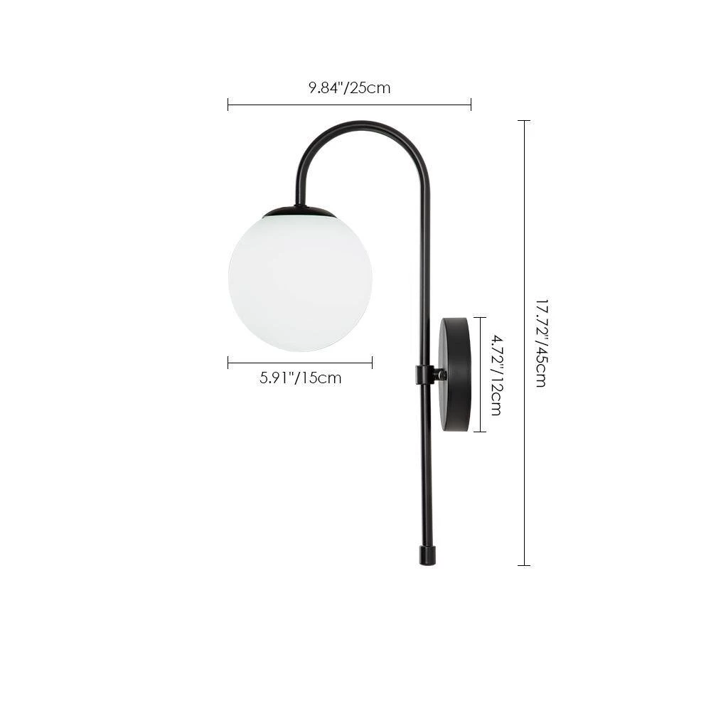 Budget 🧨 Cheapest 🥰 Anova 1-Light Black Glass Ball Wall Sconce with Milk White Glass Shade by RRTYO 🥰 ⭐ - Image 3