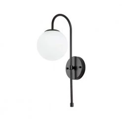 Budget ๐งจ Cheapest ๐ฅฐ Anova 1-Light Black Glass Ball Wall Sconce with Milk White Glass Shade by RRTYO ๐ฅฐ โญ