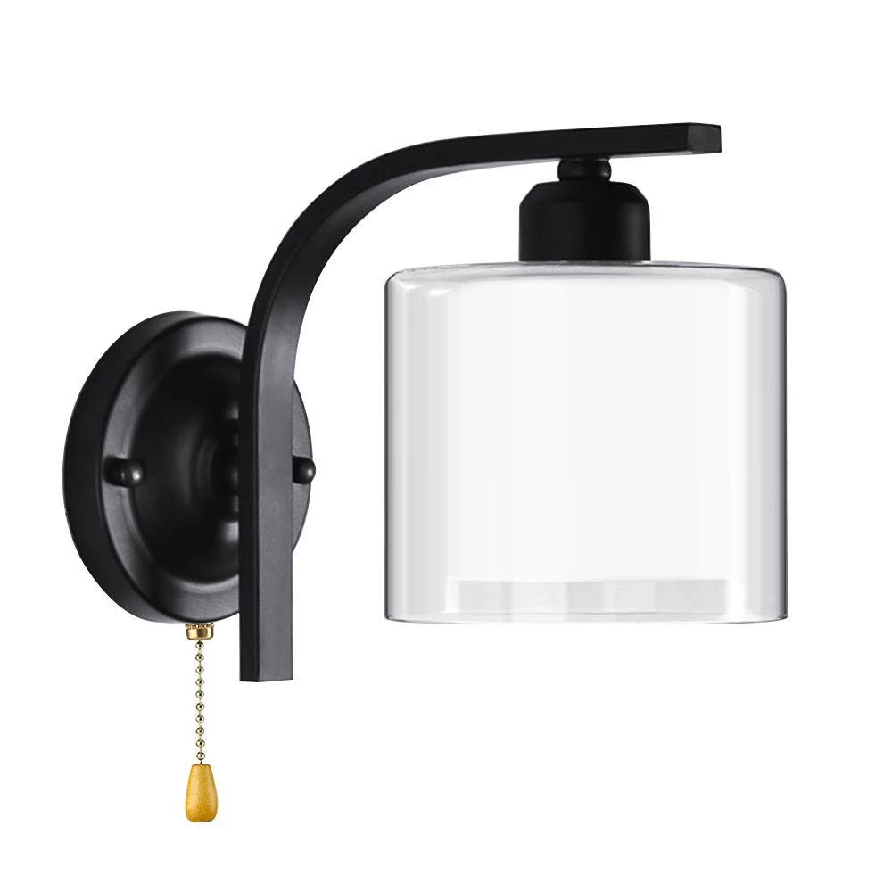 Hot Sale โค๏ธ Cheapest ๐ฅ 7.9 in. H. 1-Light Black With Chain Wall Sconce Clear Glass Globe-Light by LamQee ๐ ๐งจ - Image 3