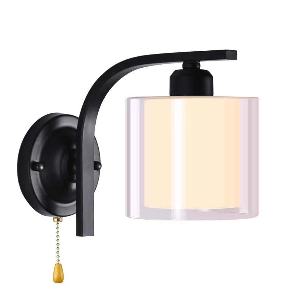 Hot Sale โค๏ธ Cheapest ๐ฅ 7.9 in. H. 1-Light Black With Chain Wall Sconce Clear Glass Globe-Light by LamQee ๐ ๐งจ