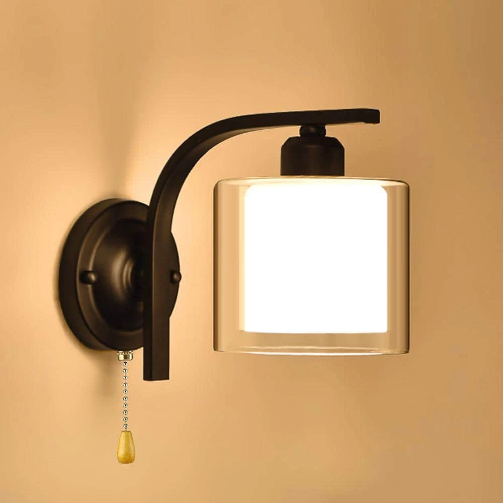 Hot Sale โค๏ธ Cheapest ๐ฅ 7.9 in. H. 1-Light Black With Chain Wall Sconce Clear Glass Globe-Light by LamQee ๐ ๐งจ - Image 2