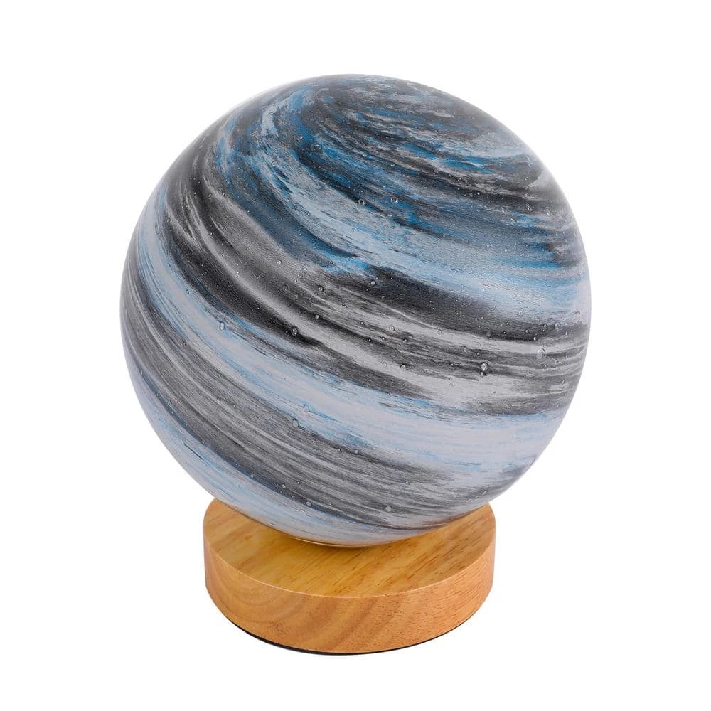 Best Sale ๐ Coupon ๐ฅฐ 5.5 in. Blue Indoor Moon Glass Table Lamp with Wooden Base by LamQee โ๏ธ ๐