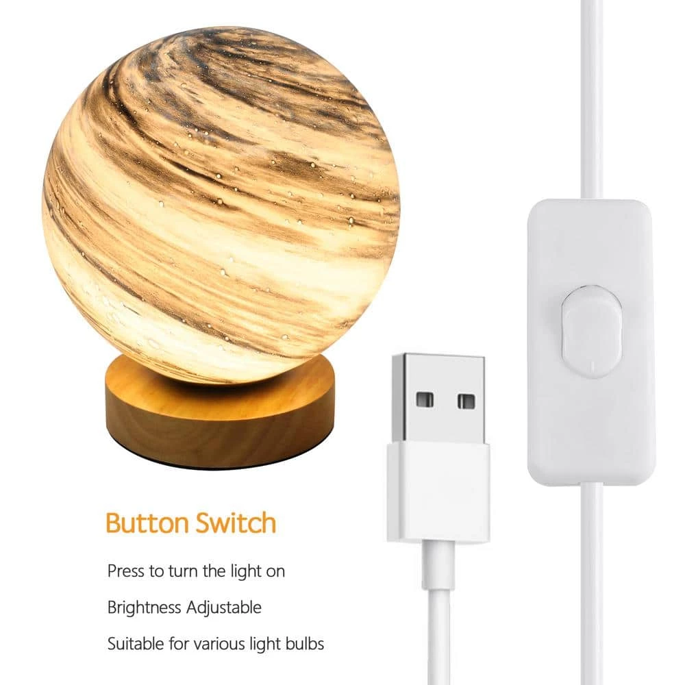 Best Sale ๐ Coupon ๐ฅฐ 5.5 in. Blue Indoor Moon Glass Table Lamp with Wooden Base by LamQee โ๏ธ ๐ - Image 7