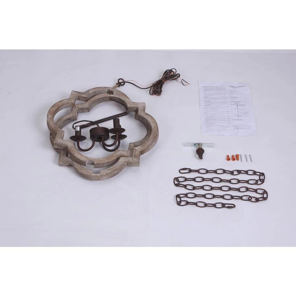 Cheapest ๐ Cheapest ๐ฅฐ Brutus 15.7 in. 3-Light Bronze Aged Wood Round Lantern Candlestick Chandelier Pendant Light with Rustic Iron by RRTYO ๐ ๐ - Image 4