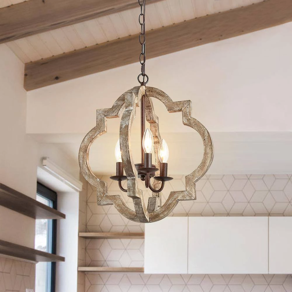 Cheapest ๐ Cheapest ๐ฅฐ Brutus 15.7 in. 3-Light Bronze Aged Wood Round Lantern Candlestick Chandelier Pendant Light with Rustic Iron by RRTYO ๐ ๐ - Image 7