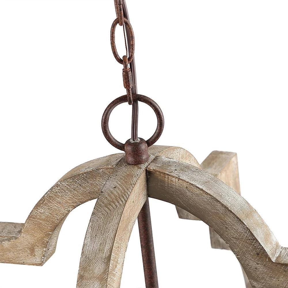 Cheapest ๐ Cheapest ๐ฅฐ Brutus 15.7 in. 3-Light Bronze Aged Wood Round Lantern Candlestick Chandelier Pendant Light with Rustic Iron by RRTYO ๐ ๐ - Image 5