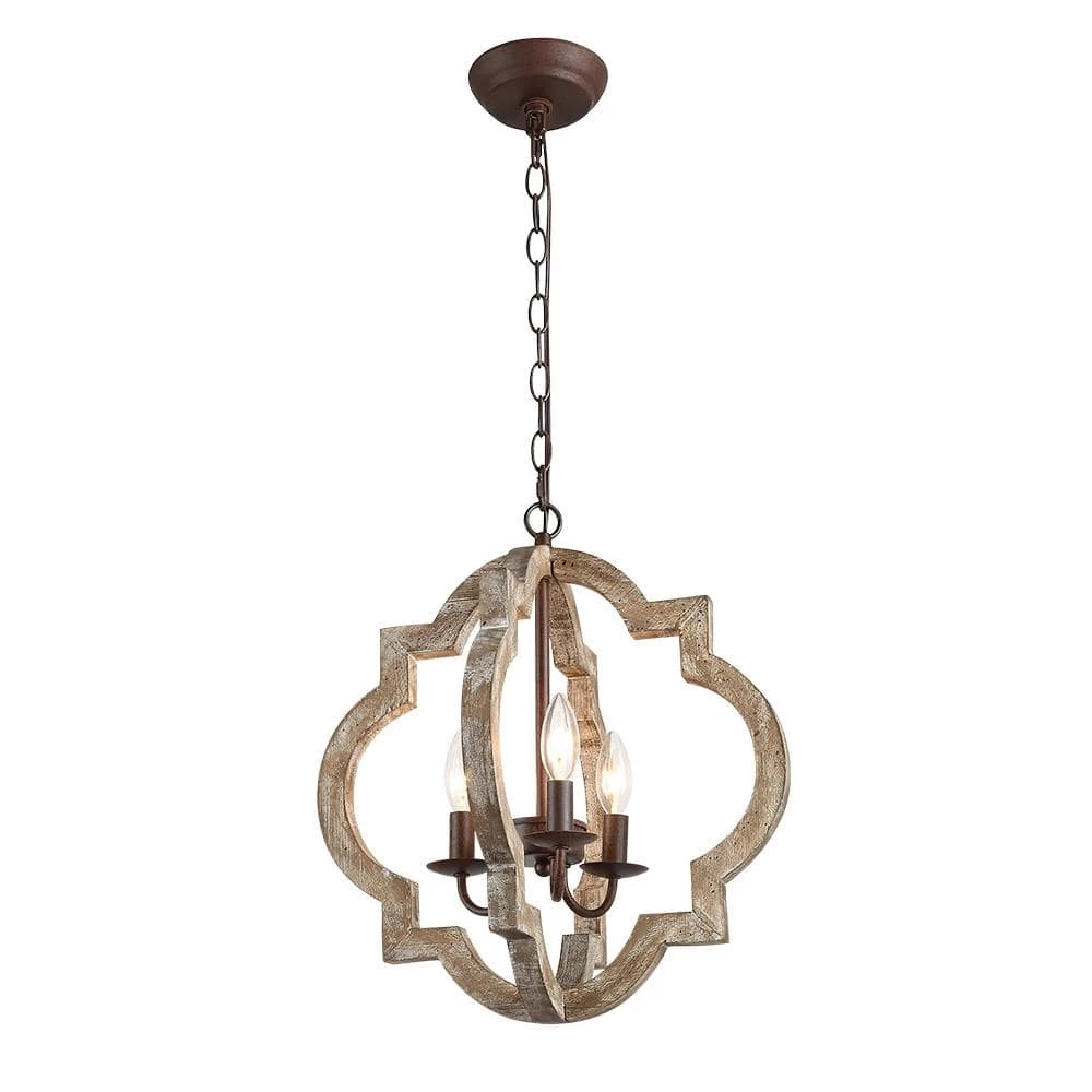 Cheapest ๐ Cheapest ๐ฅฐ Brutus 15.7 in. 3-Light Bronze Aged Wood Round Lantern Candlestick Chandelier Pendant Light with Rustic Iron by RRTYO ๐ ๐