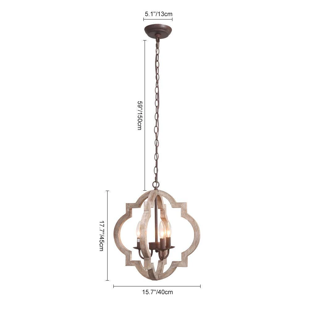 Cheapest ๐ Cheapest ๐ฅฐ Brutus 15.7 in. 3-Light Bronze Aged Wood Round Lantern Candlestick Chandelier Pendant Light with Rustic Iron by RRTYO ๐ ๐ - Image 6