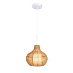 Outlet ๐ New ๐ Matisse 1-Light Brown Gourd Pendant Light with Rattan Shade by RRTYO ๐ ๐