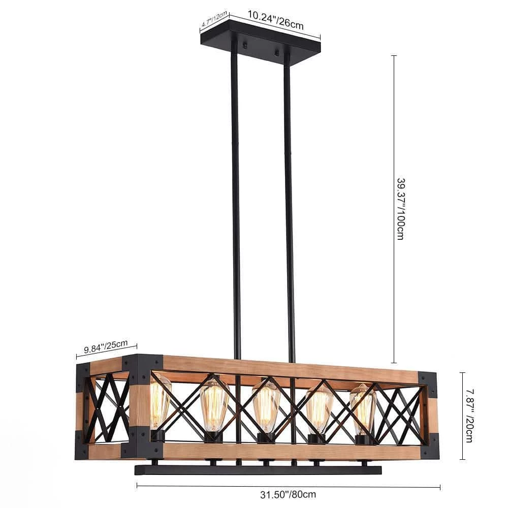 Hot Sale 🤩 Best Pirce 🌟 Shayne 5-Light Brown Kitchen Island Linear Pendant by RRTYO 🌟 🎉 - Image 3