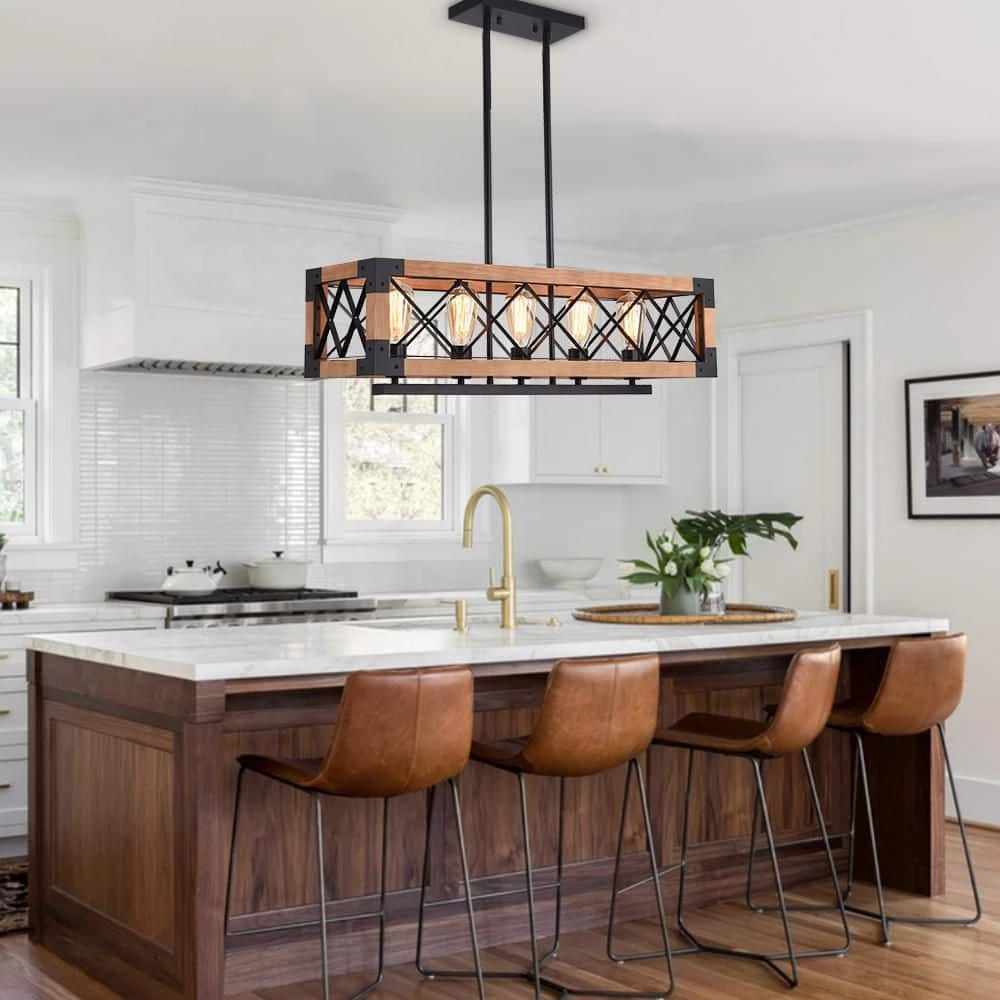 Hot Sale 🤩 Best Pirce 🌟 Shayne 5-Light Brown Kitchen Island Linear Pendant by RRTYO 🌟 🎉 - Image 9