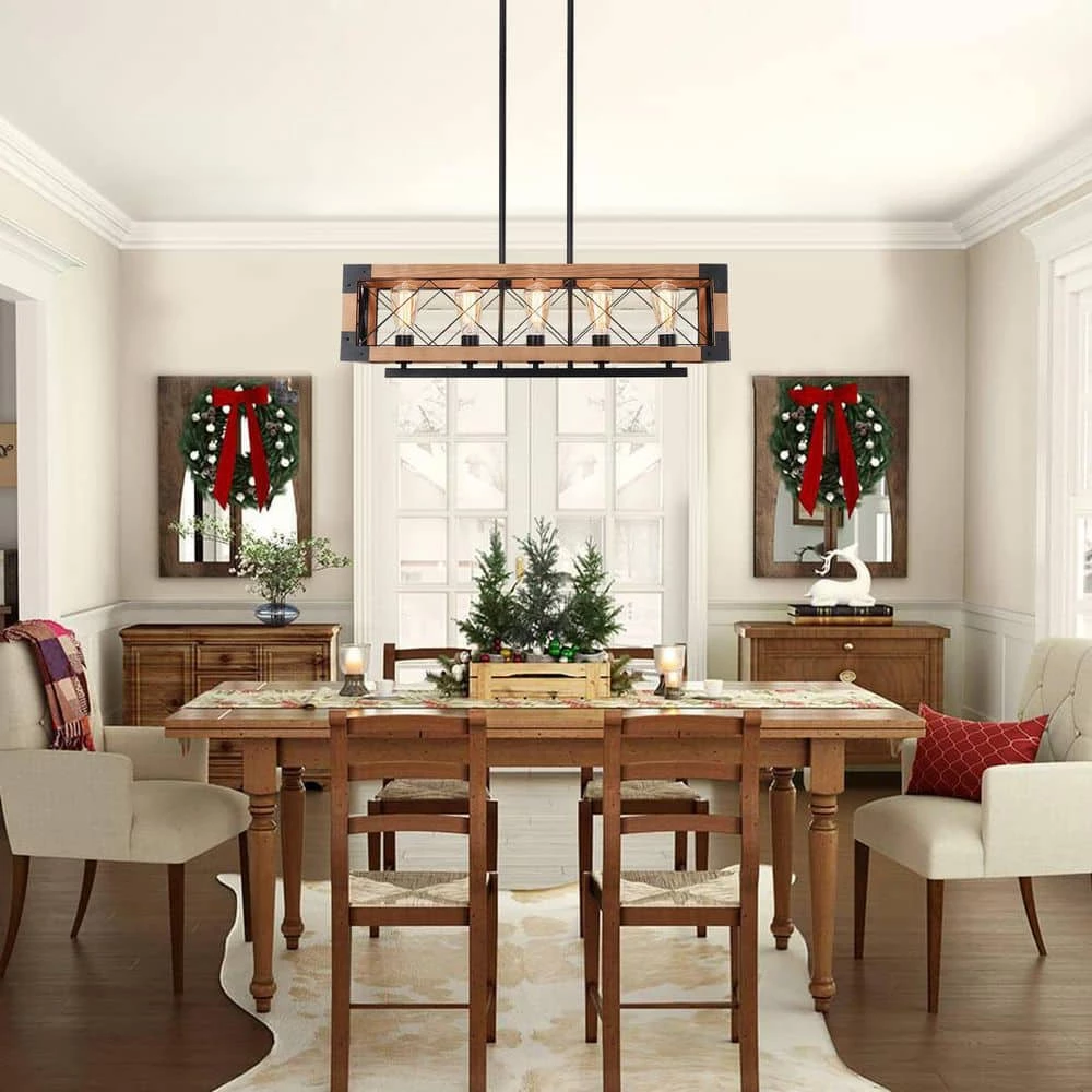 Hot Sale 🤩 Best Pirce 🌟 Shayne 5-Light Brown Kitchen Island Linear Pendant by RRTYO 🌟 🎉 - Image 6