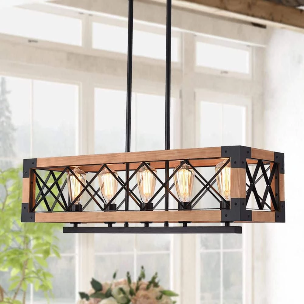 Hot Sale 🤩 Best Pirce 🌟 Shayne 5-Light Brown Kitchen Island Linear Pendant by RRTYO 🌟 🎉 - Image 12