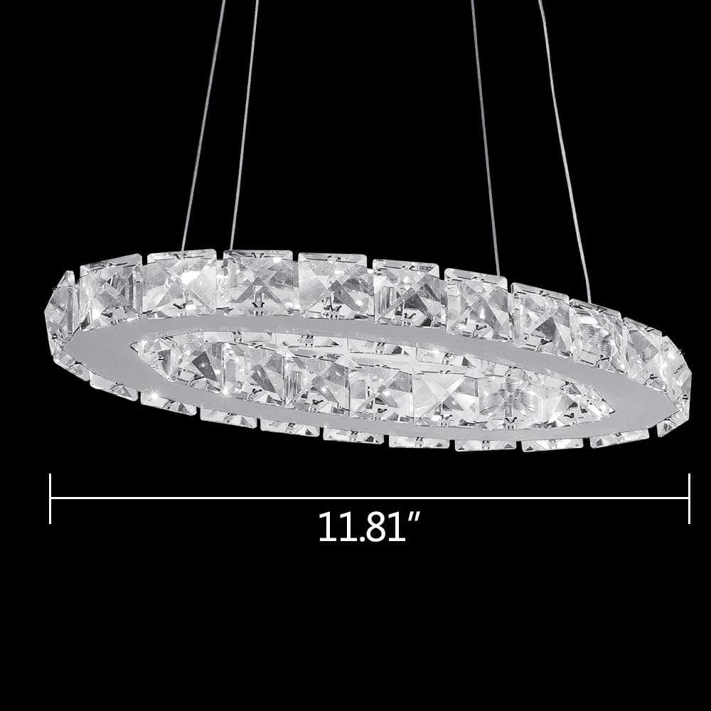 Promo ๐งจ Discount ๐ 11.8 in. Dia 18-Watt Integrated LED Chrome Ring Chandelier with K9 Clear Crystal by LamQee โ๏ธ ๐ - Image 5