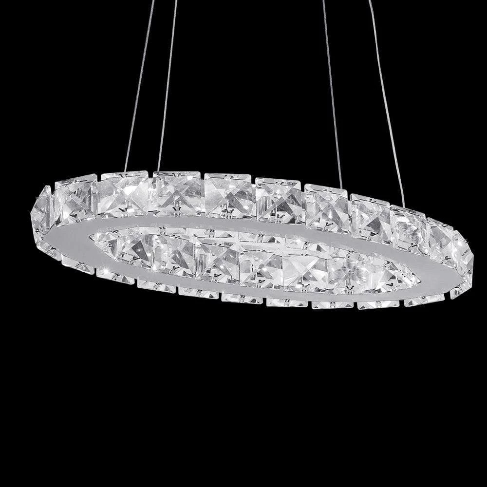 Promo ๐งจ Discount ๐ 11.8 in. Dia 18-Watt Integrated LED Chrome Ring Chandelier with K9 Clear Crystal by LamQee โ๏ธ ๐