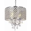 Best Sale 🥰 Discount 🔔 4-Light Chrome Round Chandelier with Beaded Drum and Hanging Crystal Raindrops by LamQee 👏 ✔️