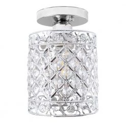 Best deal โญ Cheap โจ 7.9 in. 1-Light Chrome Semi-Flush Mount Mini Crystal Chandelier Ceiling Light by LamQee ๐ ๐