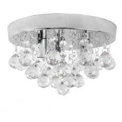 Cheap ๐ Top 10 ๐ฅ 9.8 in. 3-Light Chrome Round Flush Mount Modern Raindrop Crystal Chandelier Light by LamQee ๐ ๐