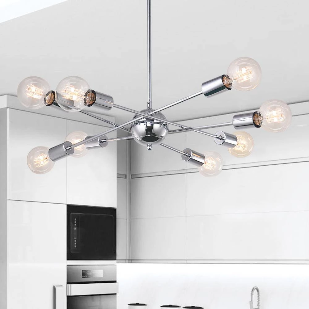 Best Pirce ๐คฉ Coupon ๐ Gamino 8-Light Chrome Sputnik Sphere Linear Pendant Modern Farmhouse Lighting Chandelier by RRTYO ๐ฅฐ ๐ - Image 6