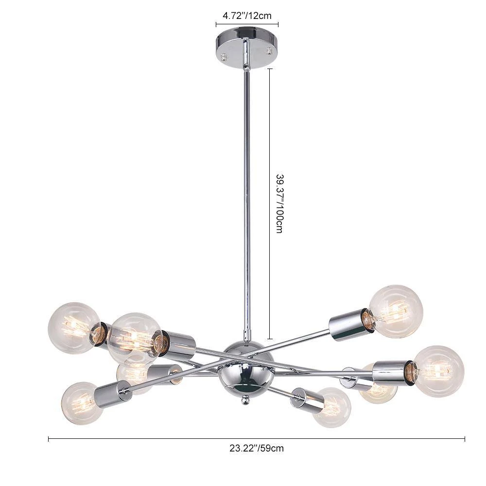 Best Pirce ๐คฉ Coupon ๐ Gamino 8-Light Chrome Sputnik Sphere Linear Pendant Modern Farmhouse Lighting Chandelier by RRTYO ๐ฅฐ ๐ - Image 4