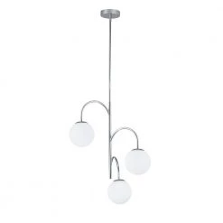 Flash Sale โค๏ธ Brand new ๐คฉ Anova 3-Light Chrome Glass Ball Chandelier with Milk White Glass Shades by RRTYO ๐ ๐
