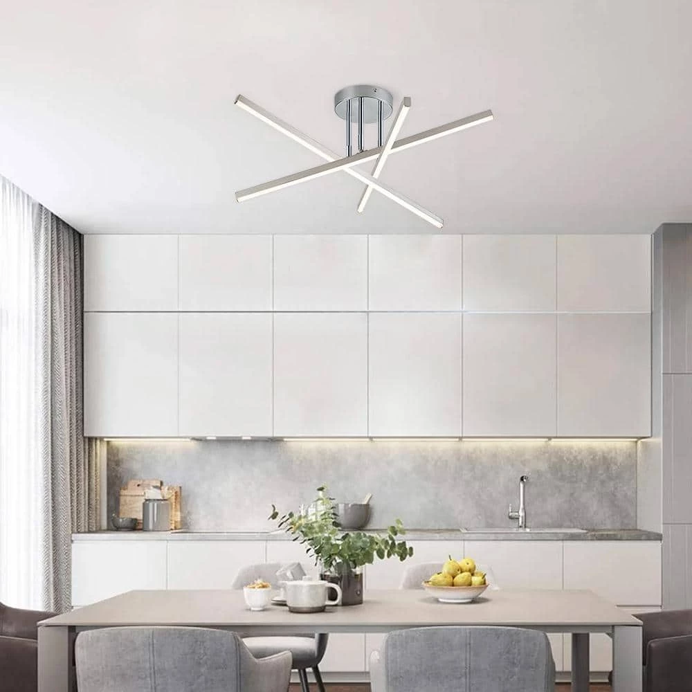 Deals ๐ Best Pirce ๐ Highlandville 23.8 in. 3-Light Chrome LED Sputnik Semi-Flush Mount by RRTYO ๐ ๐ - Image 4