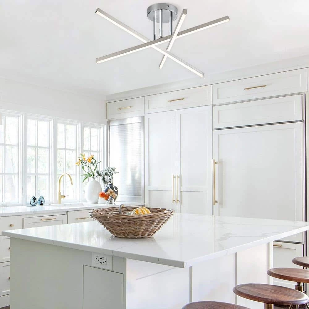 Deals ๐ Best Pirce ๐ Highlandville 23.8 in. 3-Light Chrome LED Sputnik Semi-Flush Mount by RRTYO ๐ ๐ - Image 5