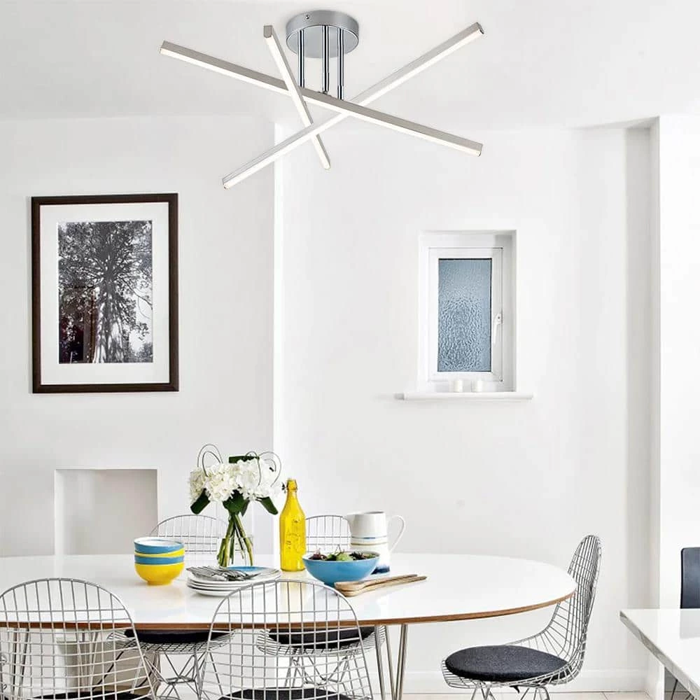 Deals ๐ Best Pirce ๐ Highlandville 23.8 in. 3-Light Chrome LED Sputnik Semi-Flush Mount by RRTYO ๐ ๐ - Image 2