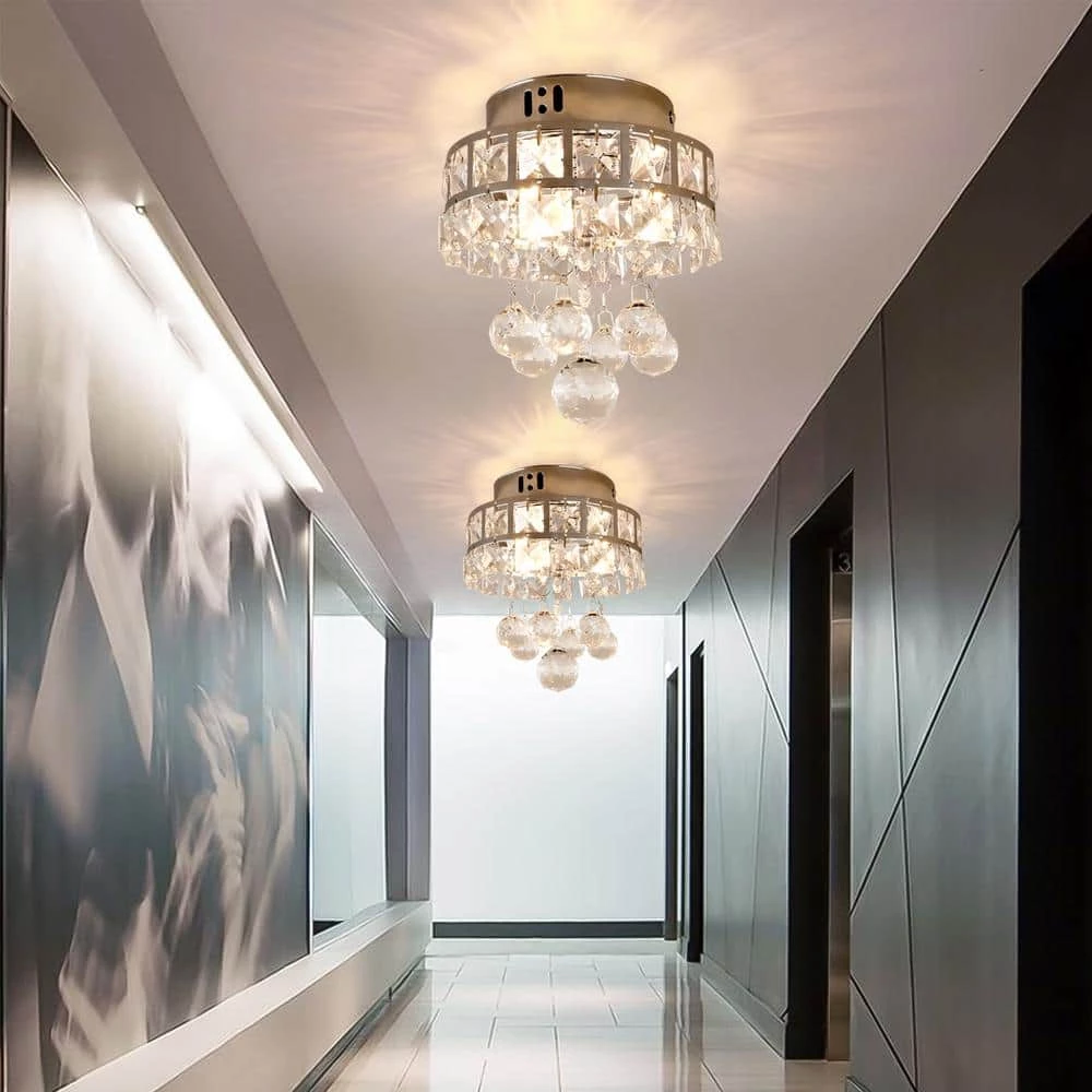 Wholesale โจ Promo ๐ 3-Light Chrome/Warm White Mini Chandelier Flush Mount Ceiling Light with Crystal Raindrop Hangings by LamQee ๐ โค๏ธ - Image 4